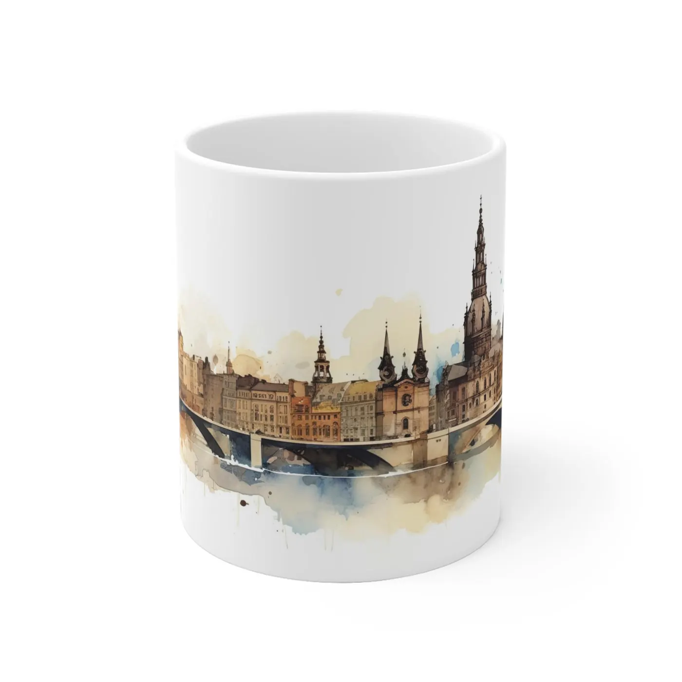 Aquarell Tasse 360°: Dresden Skyline Motiv